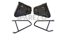 Royal Enfield Interceptor 650 Pannier Bags Pair With Mounting Rails Black      - SPAREZO